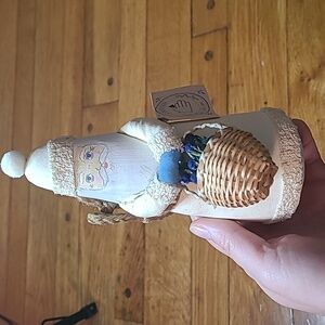 Handcrafted Paper Mache? Handpainted Santa Ornament Woven Basket Folk Art